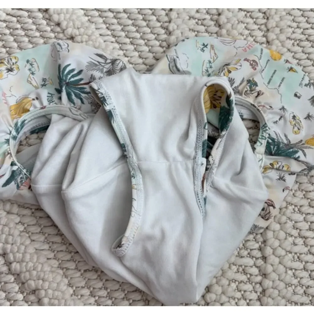 NWOT Toddler Girl Janie and Jack Beach Print Ruffle One Piece Swimsuit Size 3